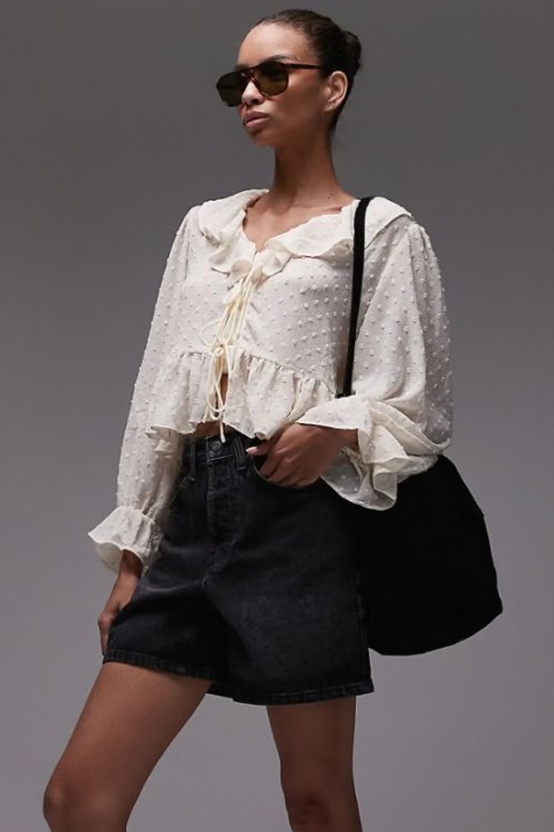Ruffle Tie Front Top from MANGO