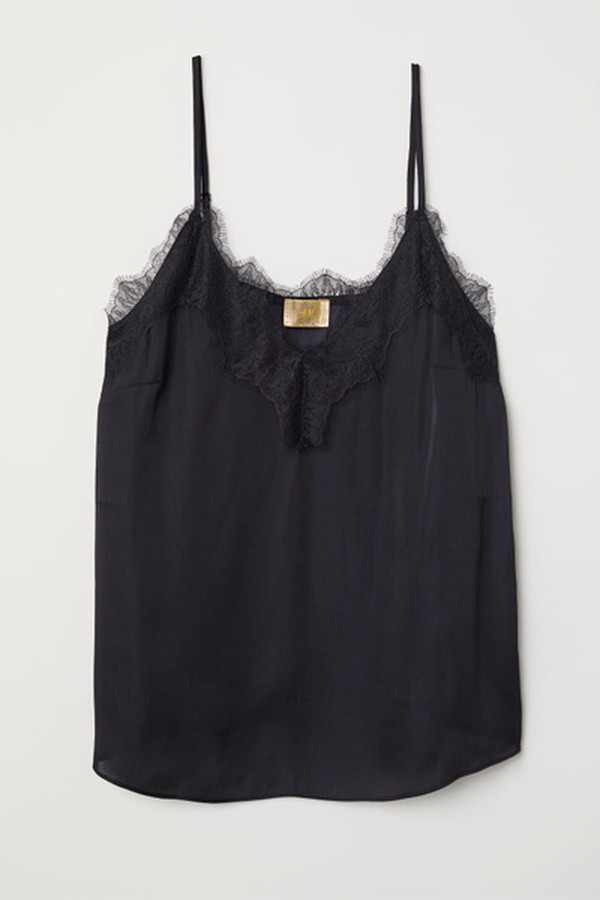 Strappy Satin Top with Lace from H&M