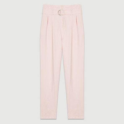 Low-Slung Belted Pants from Maje