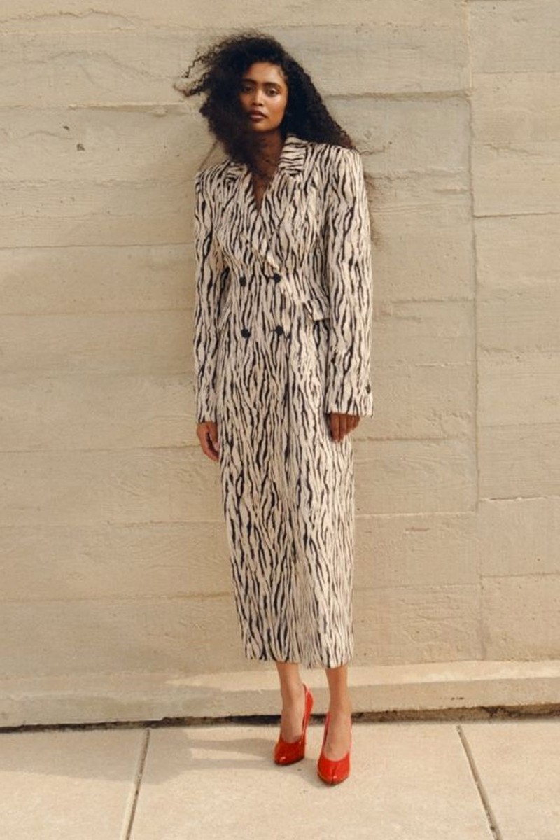 Zebra-Print Cotton-Blend Coat from Rotate