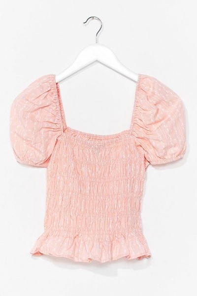 Shirred You're Back Puff Sleeve Blouse