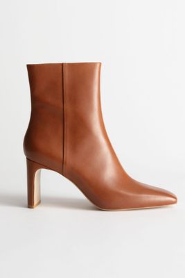 Square Toe Leather Ankle Boots from & Other Stories