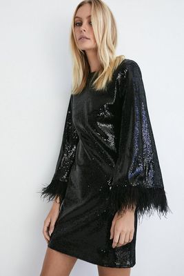 Feather Sequin Mini Dress from Warehouse