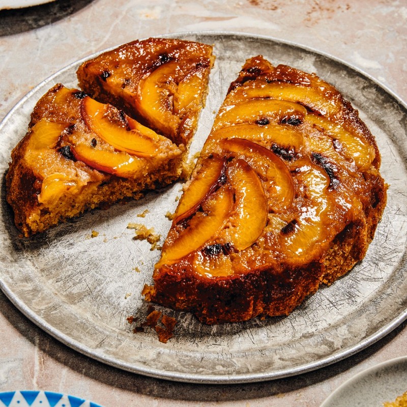 Upside-Down Nectarine Cake With Thyme Cream