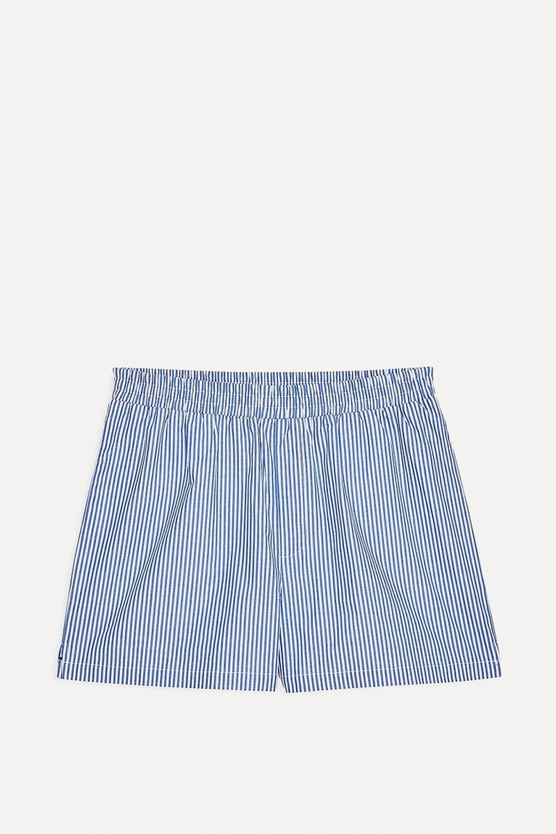 Striped Elastic Waist Cotton Shorts