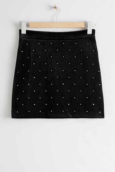 Rhinestone Dotted Velvet Mini Skirt from & Other Stories