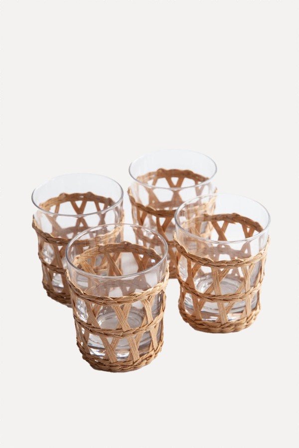 Set Of 4 Raffia Water Glasses from Mrs. Alice
