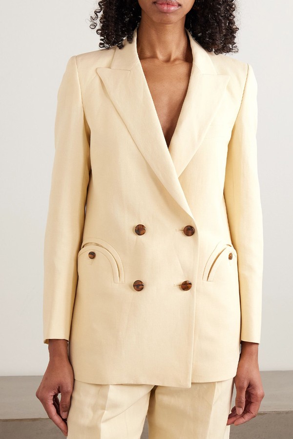 Savannah Everyday Double-Breasted Linen & Silk-Blend Blazer from Blazé Milano