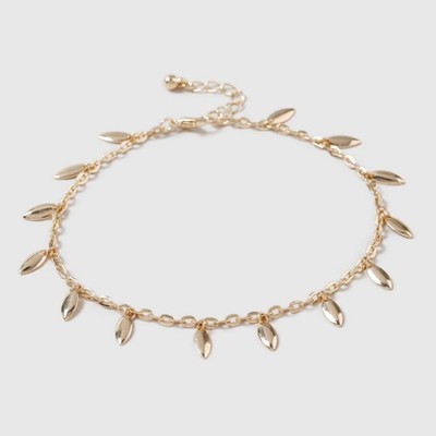 Gold Look Oval Drop Anklet from Dorothy Perkins