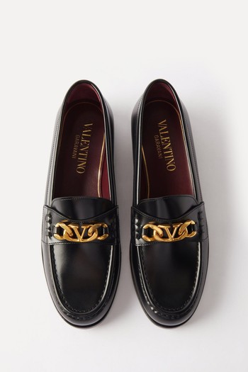 Chainlord Logo-Chain Leather Loafers from Valentino