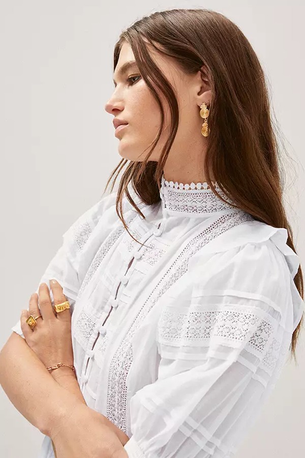 Tresi Puff Sleeve Embroidered Mini Dress from Mango