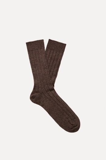 Ribbed Stretch Cashmere-Blend Socks from WILLIAM LOCKIE