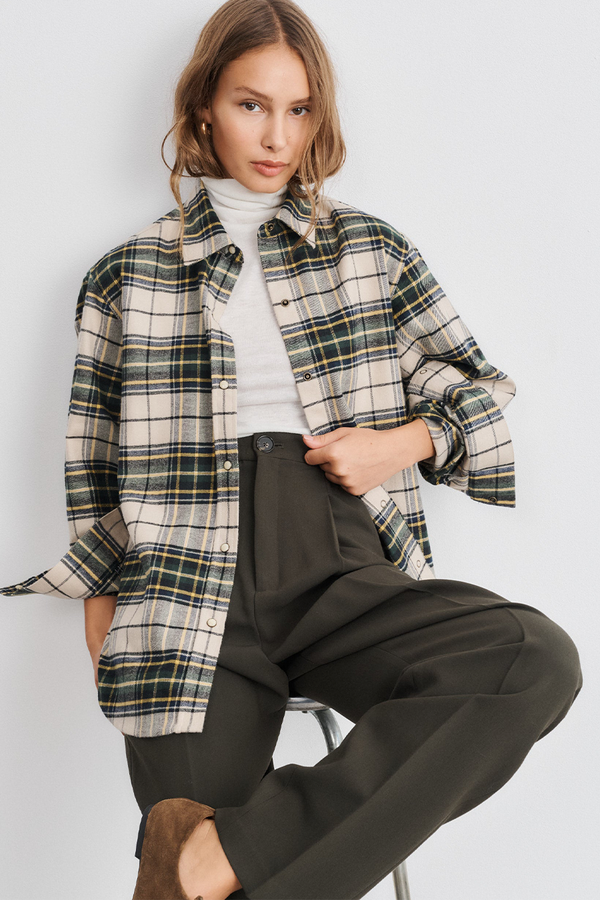 Zoey Yellow Tartan Flannel Overshirt from Sessei