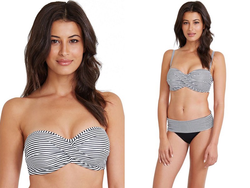 Anya Stripe Underwired Bandeau Bikini Top from Panache