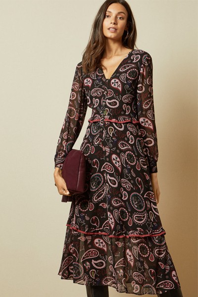 V Neck Printed Dress