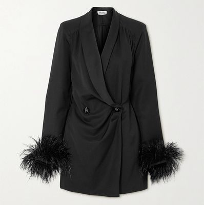Feather-Trimmed Wool-Blend Twill And Satin Mini Dress, £1,690 | The Attico