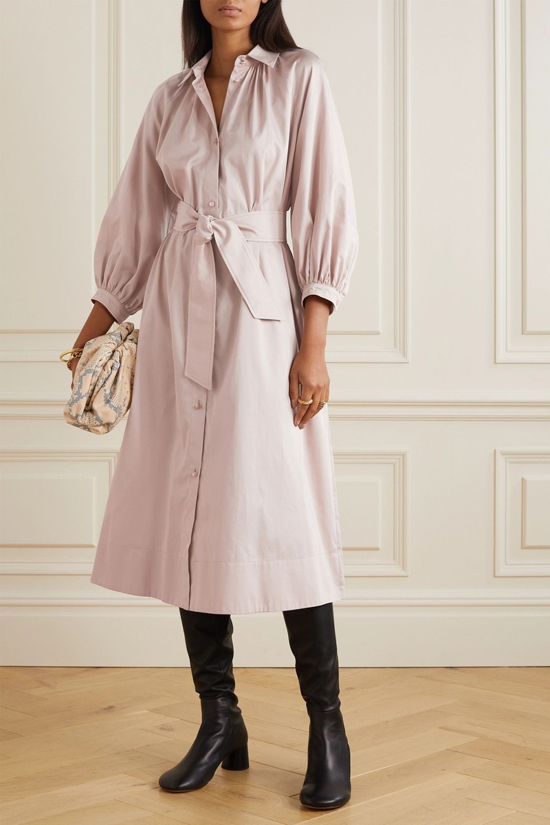 Lega Belted Cotton-Sateen Shirt Dress, £565 | Max Mara