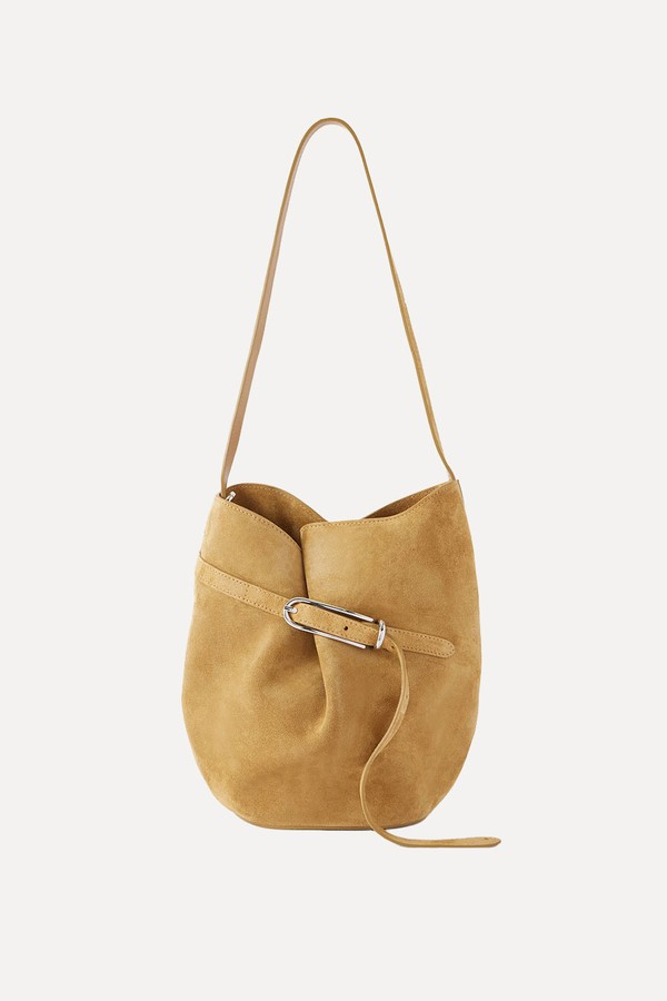 Belted Suede Bucket Bag from Liffner