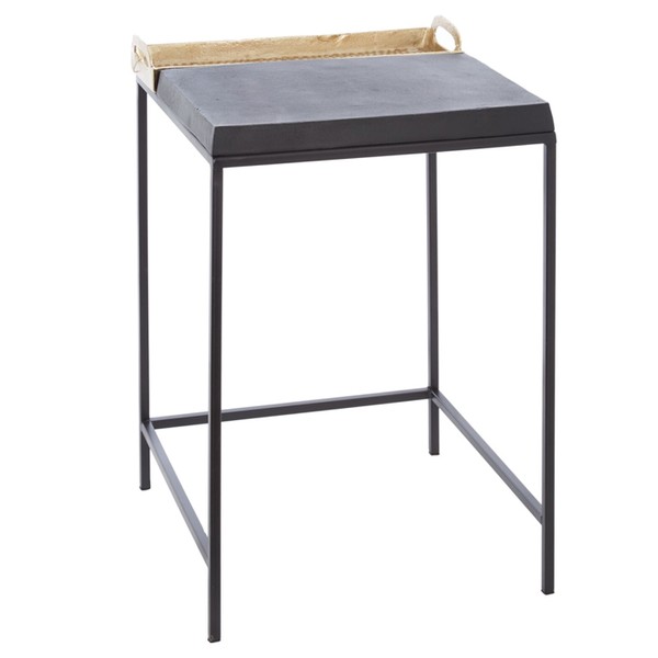 Black & Hammered Brass Side Table