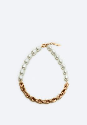 Faux Pearl Contrast Necklace from Uterque