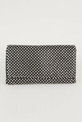 Black Diamanté Embellished Foldover Clutch from New Look