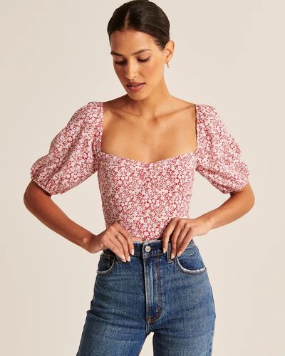 Puff Sleeve Sweetheart Top