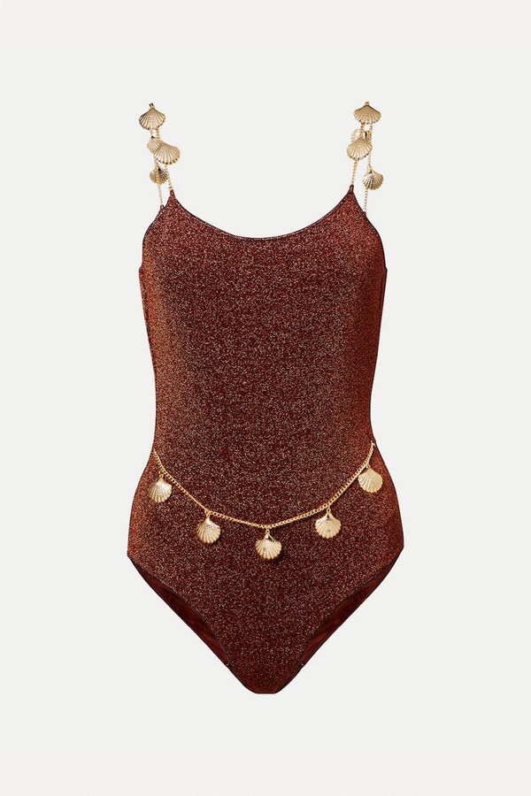 Lumière Shells Embellished Swimsuit from Oséree
