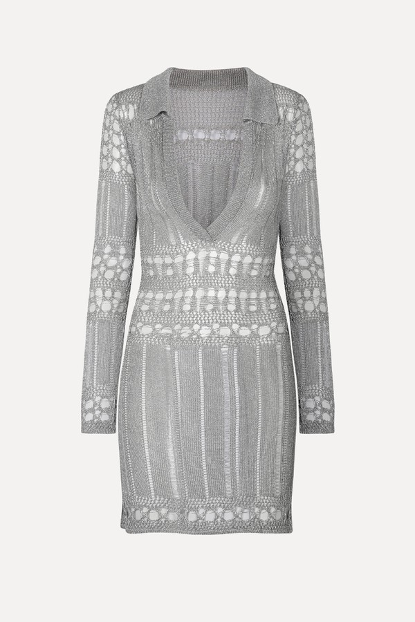 Short Lurex Dress With Openwork Details