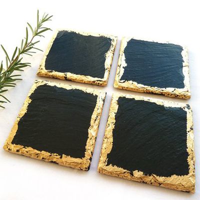 Slate Coasters With Gold Edging from DustyRose UK