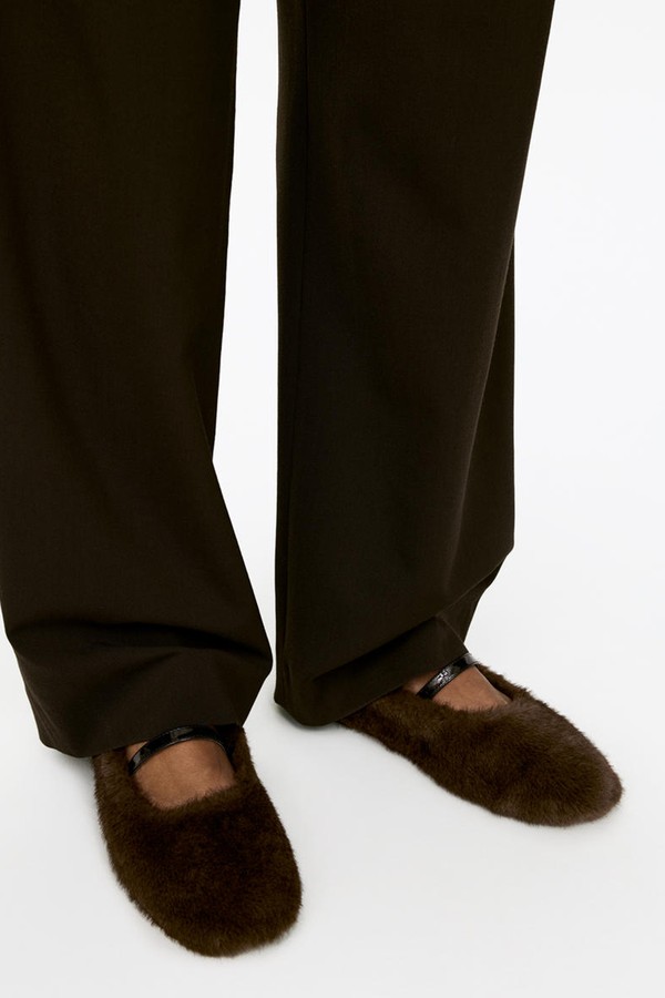 Faux-Fur Mary Jane Flats