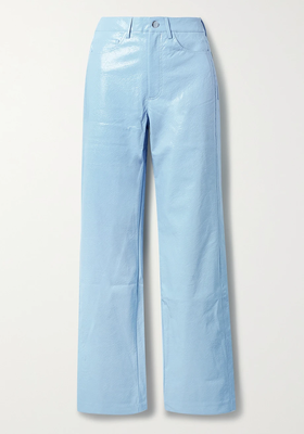 Blue Vegan Leather Trousers from Rotate