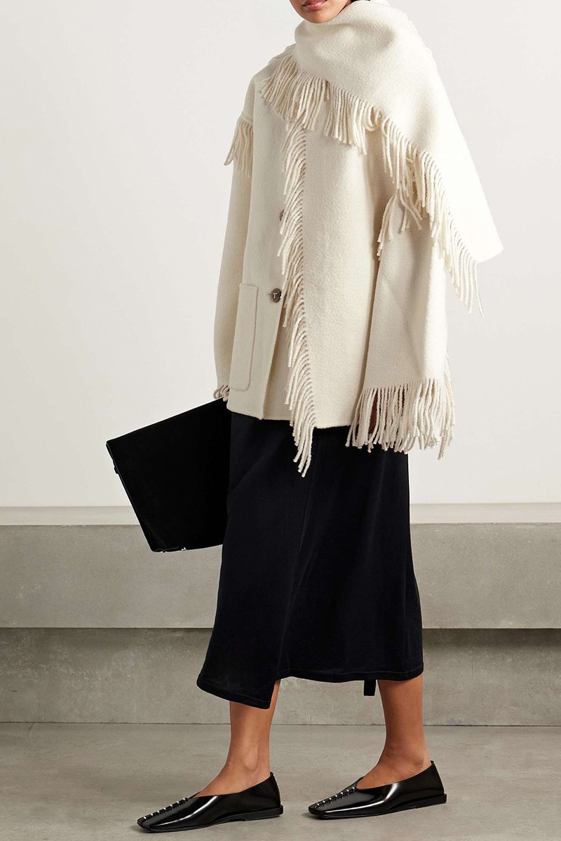 Draped Fringed Wool-Blend Jacket from Toteme