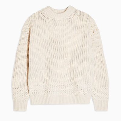 Ivory Crew Neck Jumper With Recycled Polyester