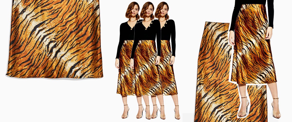 Tiger Satin Bias Midi Skirt, £35