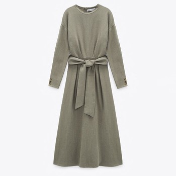 Linen Blend Midi Dress from Zara