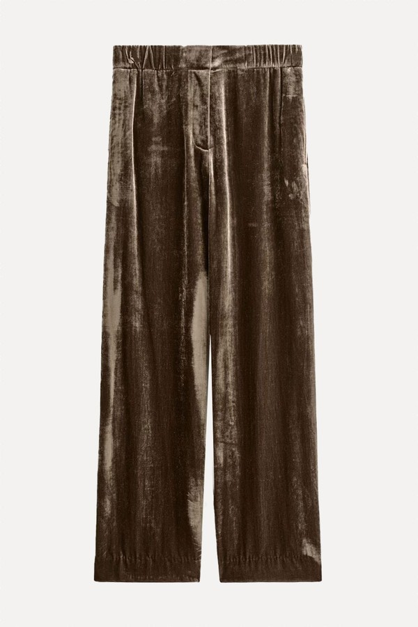 Velvet Elasticated Straight-Leg Trousers from COS