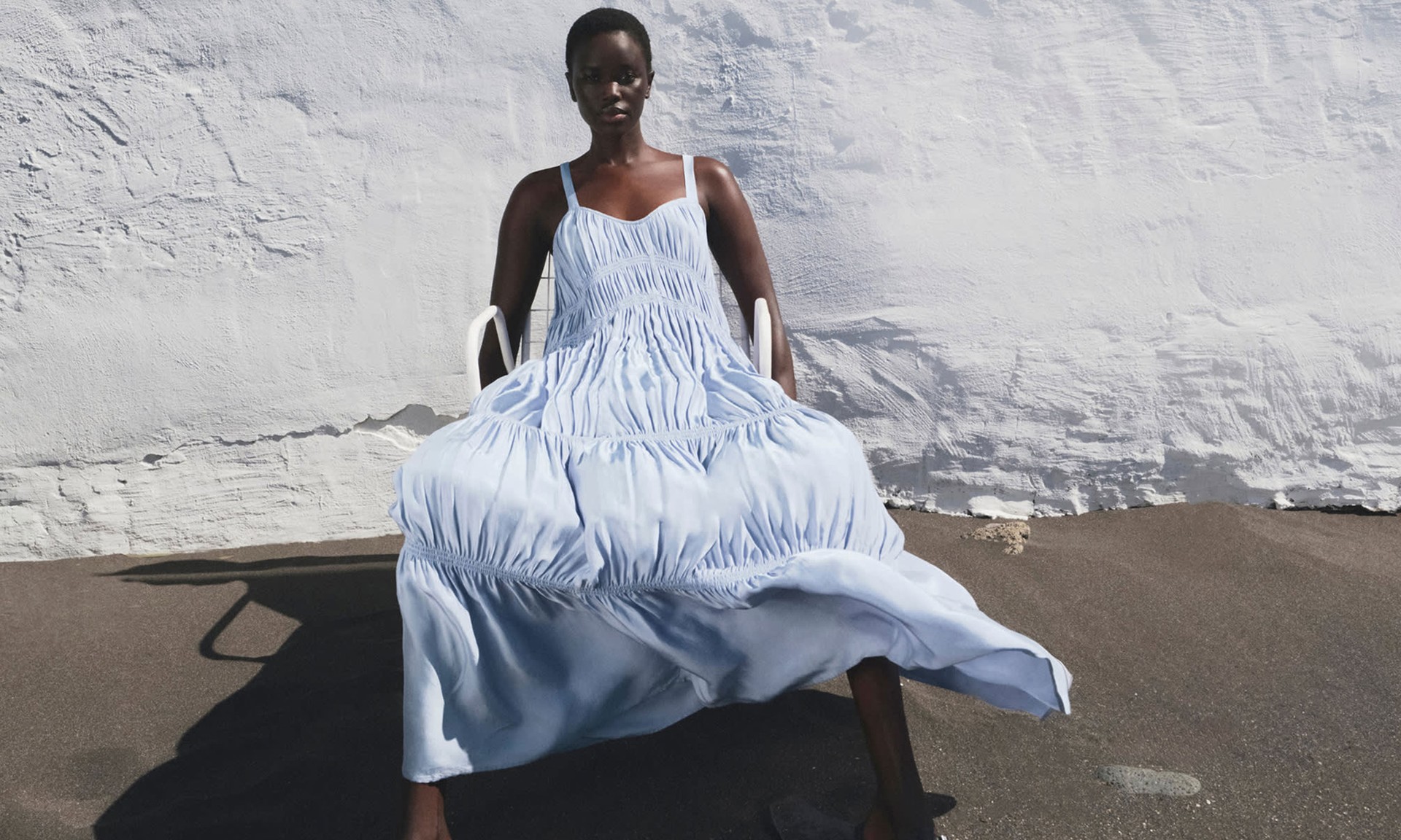 Pintuck Maxi Relaxed Tiered Cami Dress