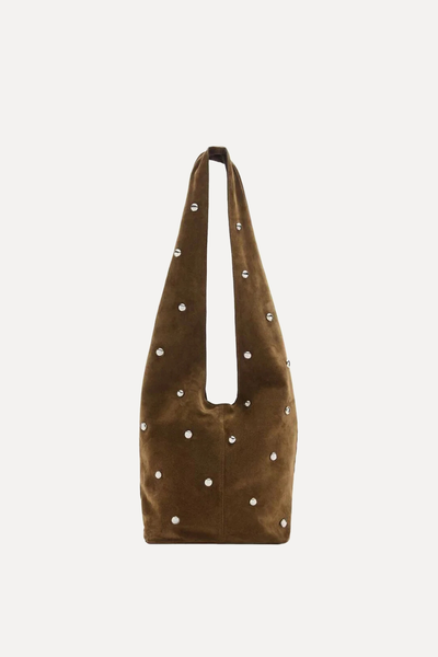 Split Leather Bag With Studs from Mango