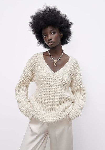 V Neck Knit Sweater