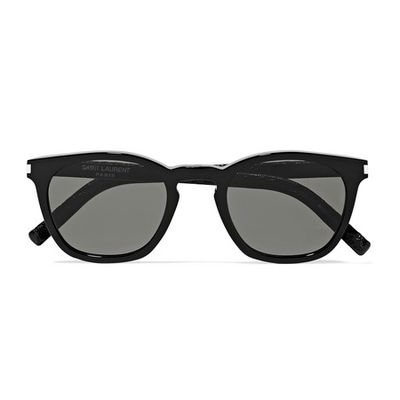 Cat-Eye Acetate and Croc-Effect Leather Sunglasses from Saint Laurent