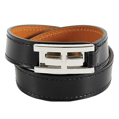 Drag Double Tour Leather Bracelet from Hermès