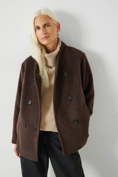 Funnel Neck Wool Coat