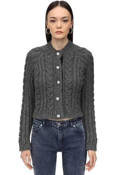 Embellished Wool Blend Knit Cardigan from Ganni