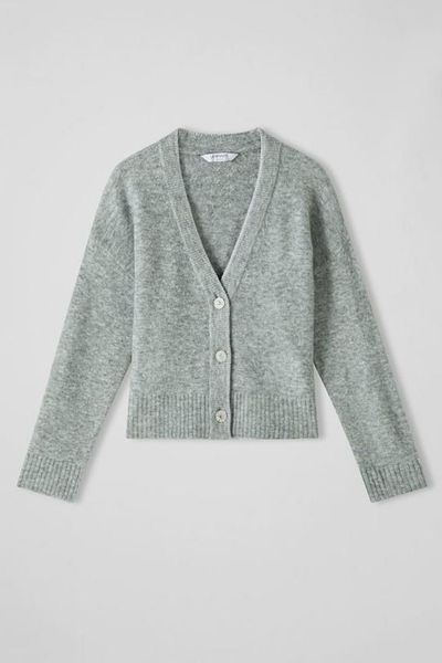 Katharina Grey Wool-Blend Crystal Button Cardigan from LK Bennett