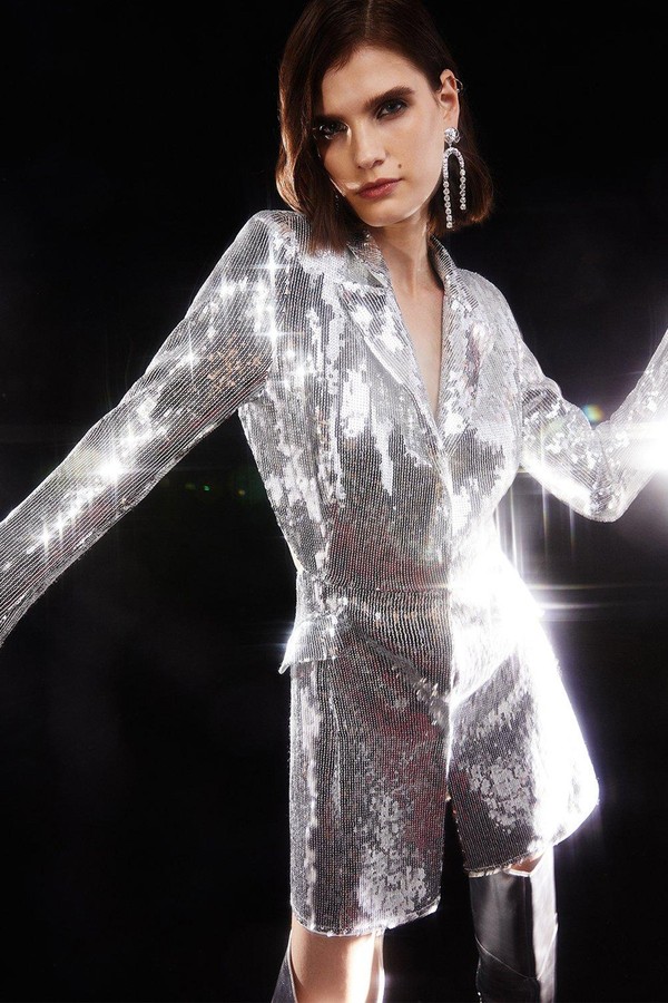 Sequin Blazer Woven Mini Dress