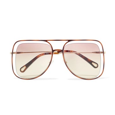 Poppy Square Frame Acetate & Gold Tone Sunglasses from Chloé