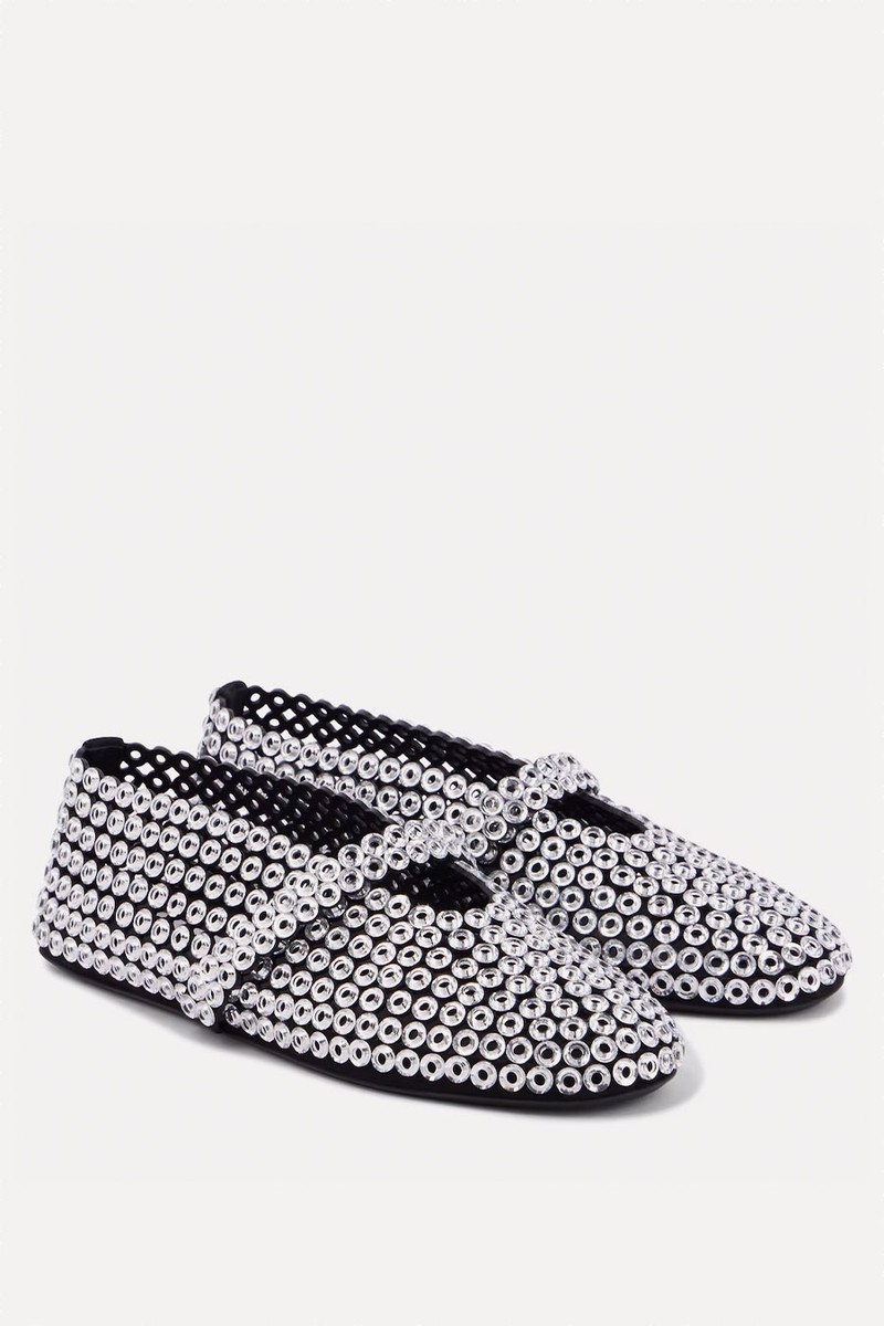 Embellished Suede Mary Jane Flats from Alaïa
