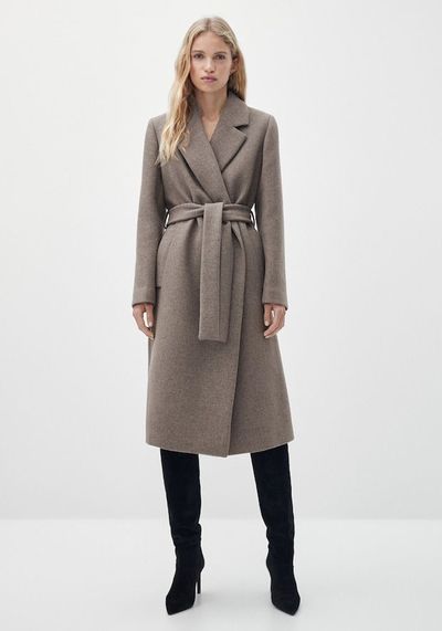 Mink-Coloured Wool Robe Coat