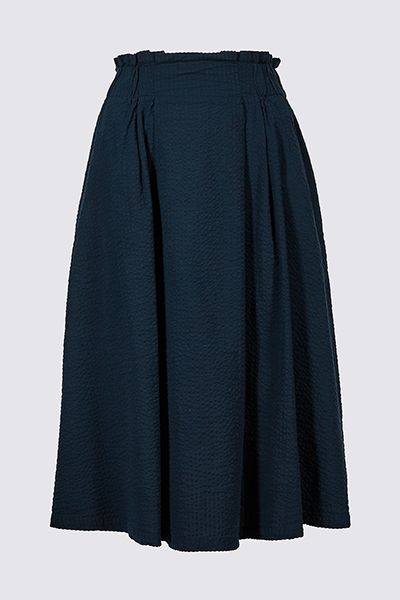  Pure Cotton Textured Full Midi Skirt