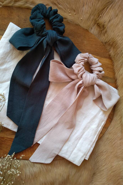 Deluxe Linen Long Tail Hair Scrunchie from Southsea Linen